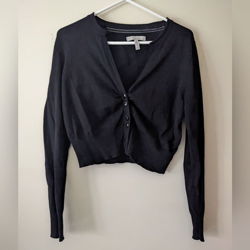Bravissimo Pepperberry black notch neck cropped cardigan